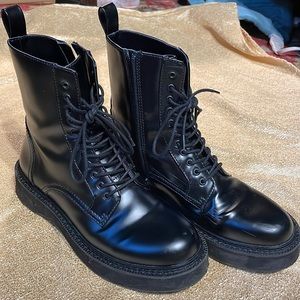 Black combat boots